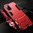 Custodia Silicone e Plastica Opaca Cover con Supporto R01 per Oppo A92 Rosso