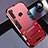 Custodia Silicone e Plastica Opaca Cover con Supporto R01 per Xiaomi Redmi Note 8 (2021) Rosso