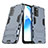 Custodia Silicone e Plastica Opaca Cover con Supporto T01 per Oppo A55 5G Blu