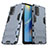 Custodia Silicone e Plastica Opaca Cover con Supporto T01 per Oppo F19s Blu