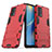 Custodia Silicone e Plastica Opaca Cover con Supporto T01 per Oppo F19s Rosso