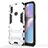 Custodia Silicone e Plastica Opaca Cover con Supporto T01 per Samsung Galaxy A10s Argento