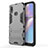 Custodia Silicone e Plastica Opaca Cover con Supporto T01 per Samsung Galaxy A10s Grigio