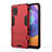 Custodia Silicone e Plastica Opaca Cover con Supporto T01 per Samsung Galaxy A31 Rosso