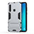 Custodia Silicone e Plastica Opaca Cover con Supporto T01 per Samsung Galaxy A9 Star Pro Argento