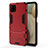 Custodia Silicone e Plastica Opaca Cover con Supporto T01 per Samsung Galaxy F12 Rosso