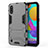 Custodia Silicone e Plastica Opaca Cover con Supporto T01 per Samsung Galaxy M01 Grigio
