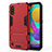 Custodia Silicone e Plastica Opaca Cover con Supporto T01 per Samsung Galaxy M01 Rosso