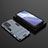 Custodia Silicone e Plastica Opaca Cover con Supporto T02 per Oppo A95 5G Blu