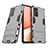 Custodia Silicone e Plastica Opaca Cover con Supporto T02 per Samsung Galaxy A72 5G Grigio