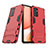 Custodia Silicone e Plastica Opaca Cover con Supporto T02 per Samsung Galaxy A72 5G Rosso