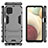 Custodia Silicone e Plastica Opaca Cover con Supporto T04 per Samsung Galaxy F12