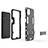Custodia Silicone e Plastica Opaca Cover con Supporto T04 per Samsung Galaxy F12