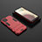 Custodia Silicone e Plastica Opaca Cover con Supporto T04 per Samsung Galaxy F12 Rosso