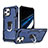 Custodia Silicone e Plastica Opaca Cover con Supporto YF1 per Apple iPhone 13 Pro Blu