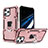 Custodia Silicone e Plastica Opaca Cover con Supporto YF1 per Apple iPhone 14 Pro Max Rosa Caldo