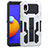 Custodia Silicone e Plastica Opaca Cover con Supporto YF1 per Samsung Galaxy A01 Core Bianco