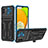 Custodia Silicone e Plastica Opaca Cover con Supporto YF1 per Samsung Galaxy A03 Blu