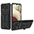 Custodia Silicone e Plastica Opaca Cover con Supporto YF1 per Samsung Galaxy A12 5G Nero