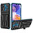 Custodia Silicone e Plastica Opaca Cover con Supporto YF1 per Samsung Galaxy A23 4G Blu