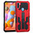 Custodia Silicone e Plastica Opaca Cover con Supporto ZJ1 per Samsung Galaxy A11 Rosso