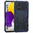 Custodia Silicone e Plastica Opaca Cover con Supporto ZJ1 per Samsung Galaxy A72 5G Blu