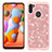 Custodia Silicone e Plastica Opaca Cover Fronte e Retro 360 Gradi Bling-Bling JX1 per Samsung Galaxy A11 Oro Rosa