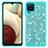 Custodia Silicone e Plastica Opaca Cover Fronte e Retro 360 Gradi Bling-Bling JX1 per Samsung Galaxy A12 5G Ciano