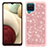 Custodia Silicone e Plastica Opaca Cover Fronte e Retro 360 Gradi Bling-Bling JX1 per Samsung Galaxy A12 Nacho Oro Rosa