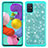 Custodia Silicone e Plastica Opaca Cover Fronte e Retro 360 Gradi Bling-Bling JX1 per Samsung Galaxy A51 4G Ciano