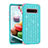 Custodia Silicone e Plastica Opaca Cover Fronte e Retro 360 Gradi Bling-Bling U01 per Samsung Galaxy S10 Ciano