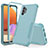 Custodia Silicone e Plastica Opaca Cover Fronte e Retro 360 Gradi MQ1 per Samsung Galaxy M32 5G Azzurro