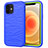 Custodia Silicone e Plastica Opaca Cover Fronte e Retro 360 Gradi R01 per Apple iPhone 12 Mini Blu