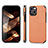 Custodia Silicone e Plastica Opaca Cover Fronte e Retro 360 Gradi U04 per Apple iPhone 15 Arancione