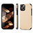 Custodia Silicone e Plastica Opaca Cover Fronte e Retro 360 Gradi U04 per Apple iPhone 15 Oro