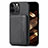 Custodia Silicone e Plastica Opaca Cover Fronte e Retro 360 Gradi U05 per Apple iPhone 14 Pro Max Nero