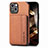 Custodia Silicone e Plastica Opaca Cover Fronte e Retro 360 Gradi U05 per Apple iPhone 15 Marrone