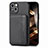 Custodia Silicone e Plastica Opaca Cover Fronte e Retro 360 Gradi U05 per Apple iPhone 15 Nero