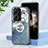 Custodia Silicone Gel Laterale Fiori Specchio Cover S01 per Xiaomi Redmi Note 13 Pro+ Plus 5G Blu