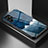 Custodia Silicone Gel Laterale Mistica Luna Stelle Specchio Cover S01 per Samsung Galaxy S22 Ultra 5G Blu