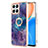 Custodia Silicone Gel Morbida Fantasia Modello Cover con Anello Supporto Y01B per Huawei Honor X8 4G Viola