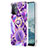 Custodia Silicone Gel Morbida Fantasia Modello Cover con Anello Supporto Y01B per OnePlus Nord N200 5G Viola