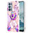 Custodia Silicone Gel Morbida Fantasia Modello Cover con Anello Supporto Y01B per Oppo Reno6 Pro 5G Lavanda