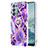 Custodia Silicone Gel Morbida Fantasia Modello Cover con Anello Supporto Y01B per Oppo Reno6 Pro 5G Viola