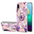 Custodia Silicone Gel Morbida Fantasia Modello Cover con Anello Supporto Y01B per Samsung Galaxy A02 Lavanda