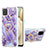 Custodia Silicone Gel Morbida Fantasia Modello Cover con Anello Supporto Y01B per Samsung Galaxy A12 Viola