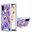 Custodia Silicone Gel Morbida Fantasia Modello Cover con Anello Supporto Y01B per Samsung Galaxy A21s Viola