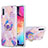 Custodia Silicone Gel Morbida Fantasia Modello Cover con Anello Supporto Y01B per Samsung Galaxy A50S Lavanda