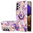 Custodia Silicone Gel Morbida Fantasia Modello Cover con Anello Supporto Y01B per Samsung Galaxy M32 5G Lavanda