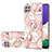 Custodia Silicone Gel Morbida Fantasia Modello Cover con Anello Supporto Y02B per Samsung Galaxy F42 5G Rosa